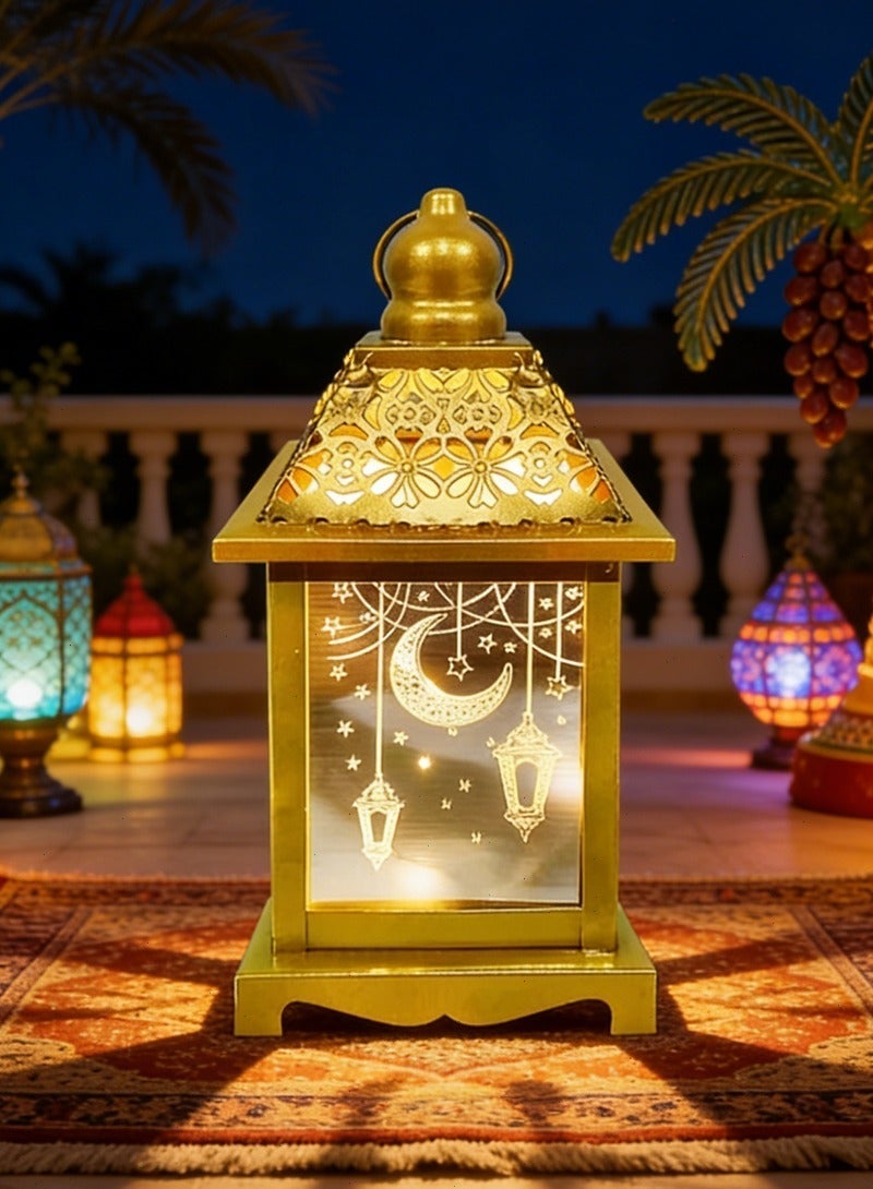 Ramadan Lantern, LED Ramadan Lights, Waterproof & Battery Lantern Lamp, Warm White Hanging Light for Ramadan Decorations & Eid Mubarak Home Use - Image 1